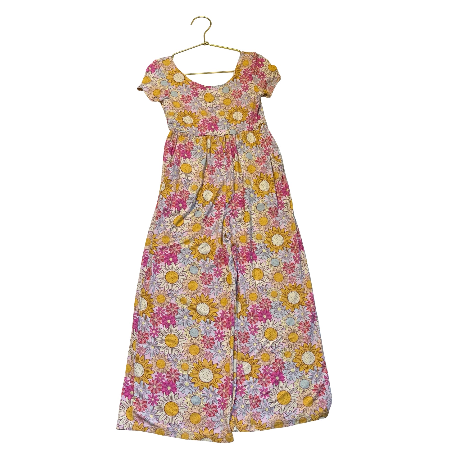Posh Peanut Pastel Flower Print Jumpsuit - Size 5-6T