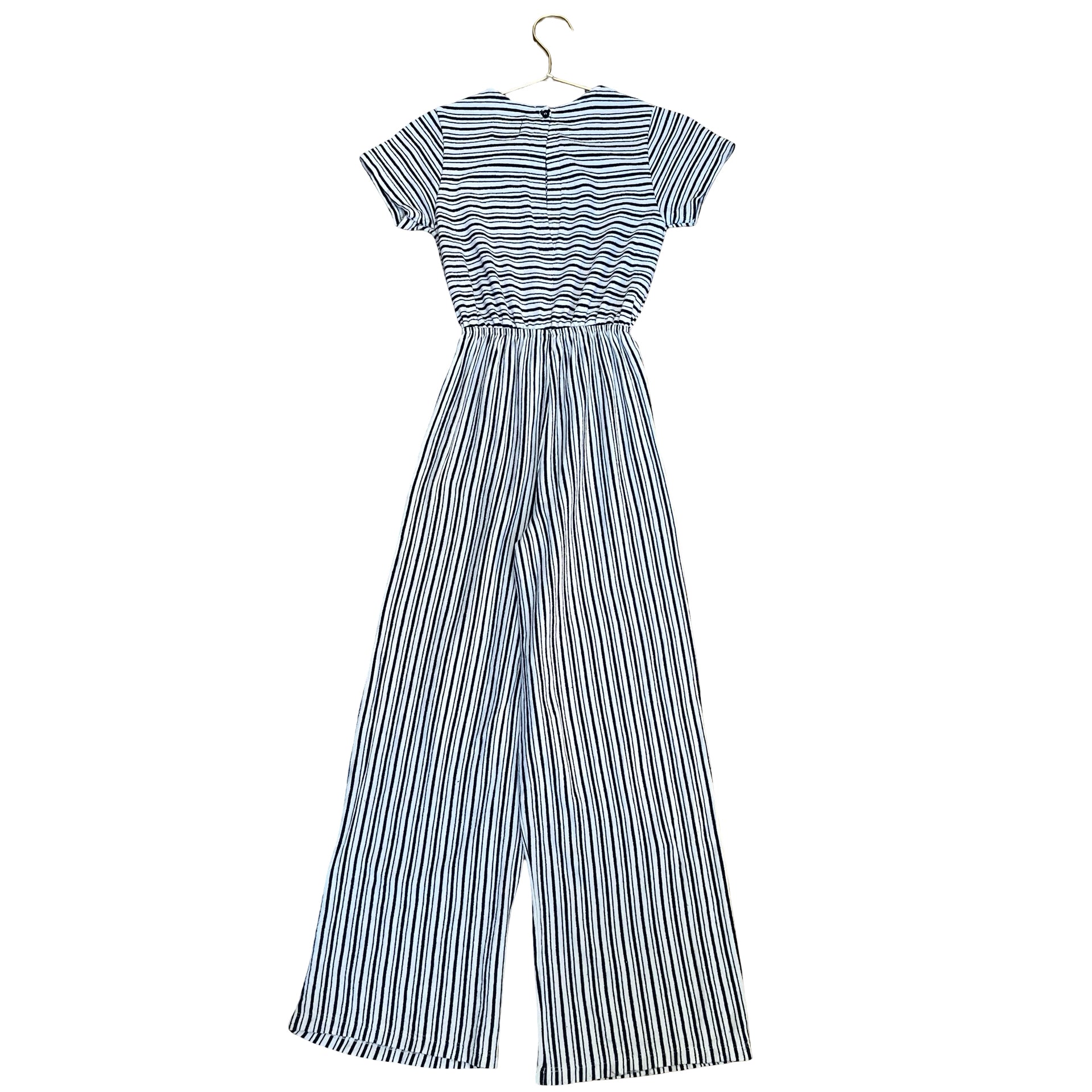 Zara Black & Ivory Striped Jumpsuit - Size 9