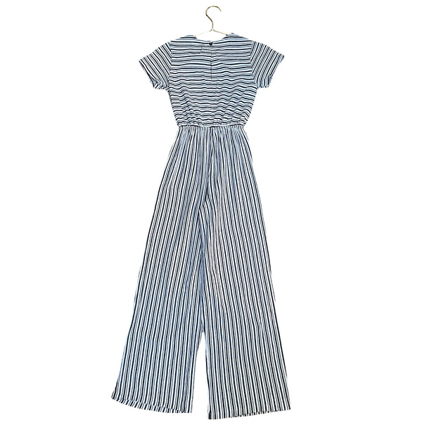 Zara Black & Ivory Striped Jumpsuit - Size 9