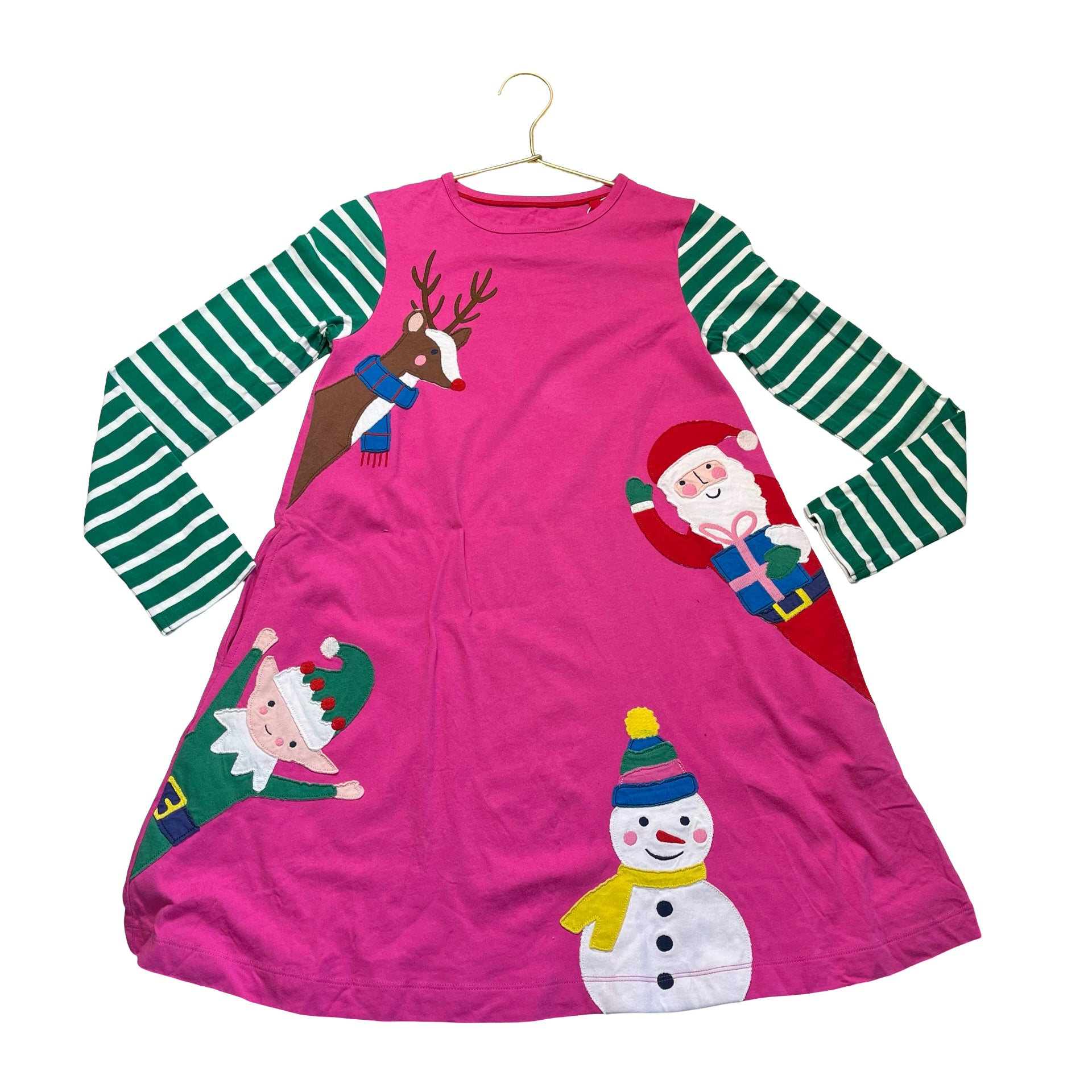 Mini Boden Pink Christmas Applique Dress - Size 9-10