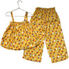 Hanna Andersson Yellow Check & Flower Print Pants & Top Set - Size 6-7