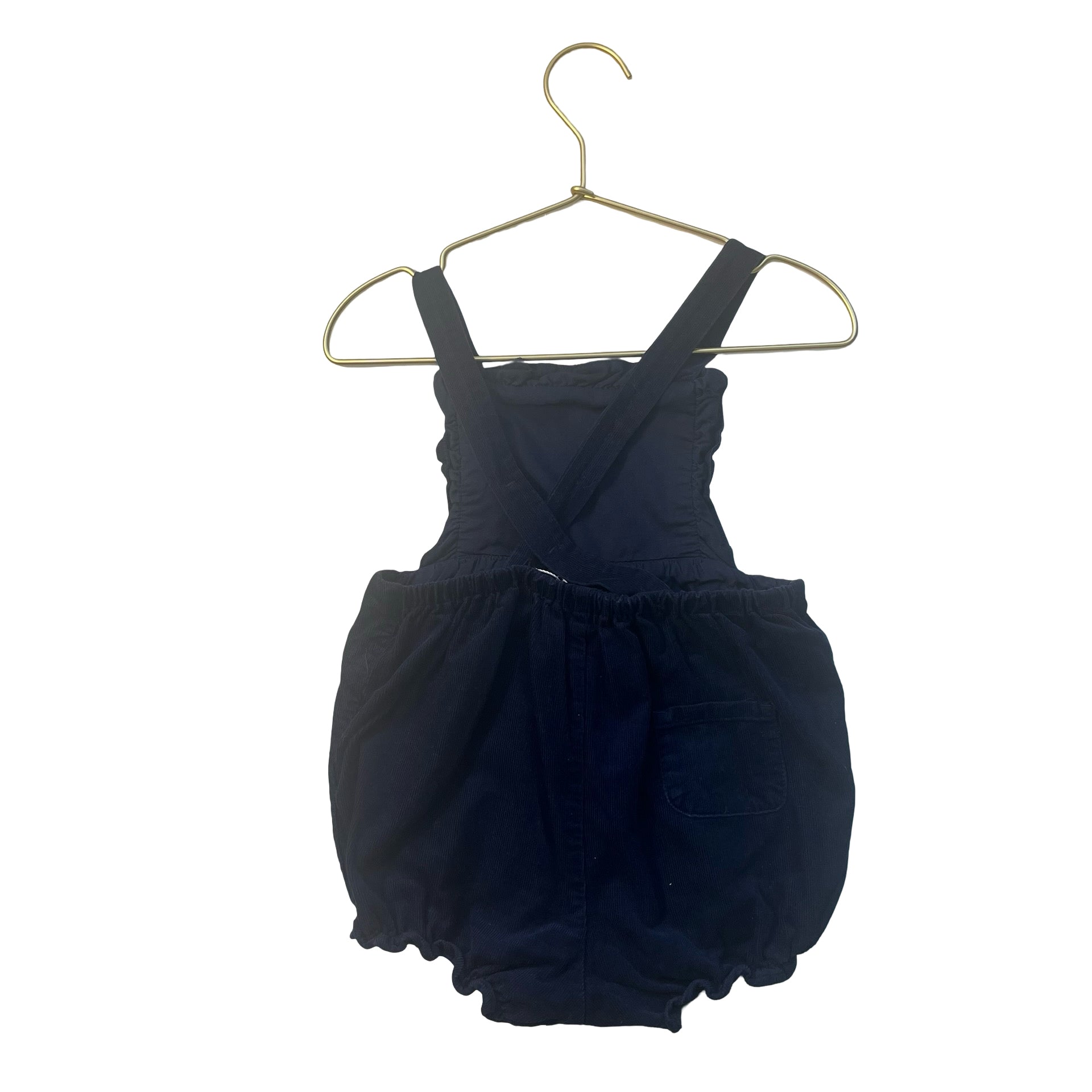 Janie and Jack Navy Corduroy Overall Bubble Romper - Size 18-24 Mo