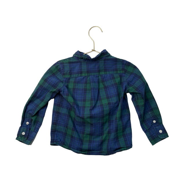 Janie and Jack Navy & Green Plaid Button Down Shirt - Size 2