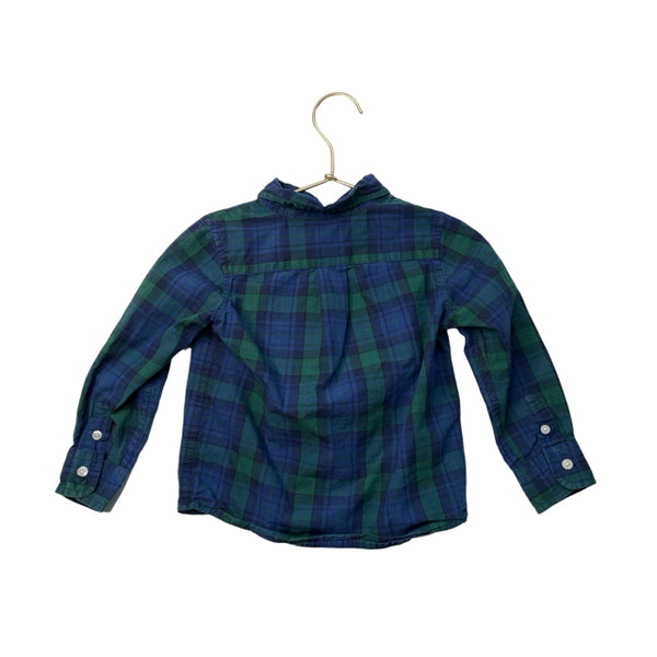 Janie and Jack Navy & Green Plaid Button Down Shirt - Size 2
