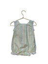 Beaufort Bonnet Pastel Striped Seersucker & Eyelet Bubble Romper - Size 12-18 Mo