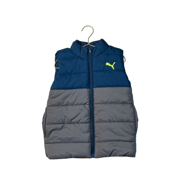 Puma Gray & Teal Puffer Vest - Size XS 5-6