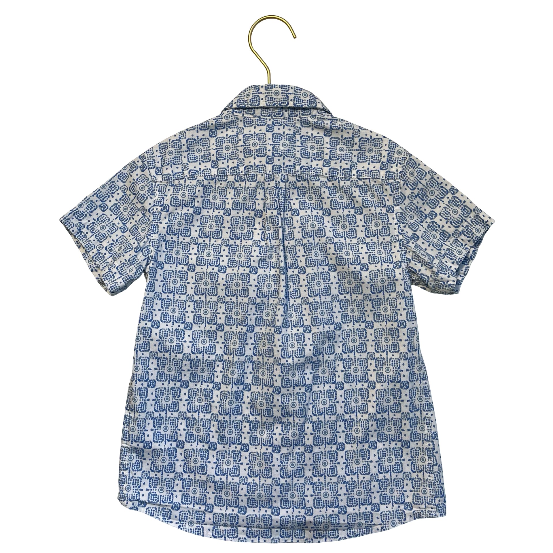 Crewcuts Blue & White Pattern Button Down Shirt - Size 4-5