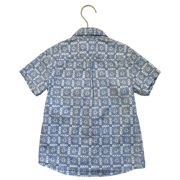 Crewcuts Blue & White Pattern Button Down Shirt - Size 4-5
