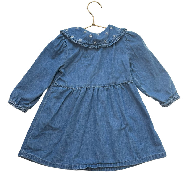 Cat & Jack Embroidered Collar Denim Dress - Size 3T