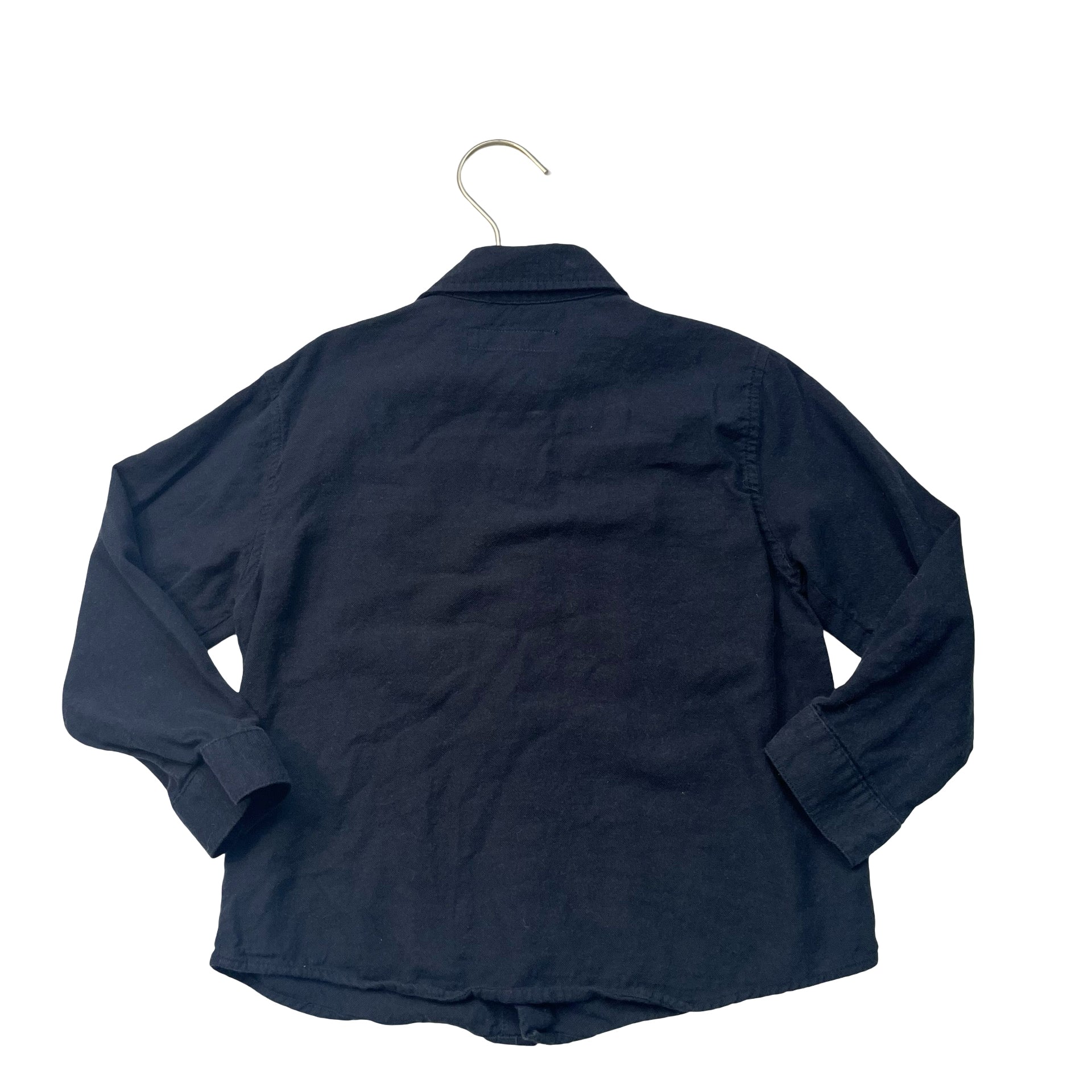 Zara Navy Button Down Shirt, Brown Corduroy Pockets - Size 5