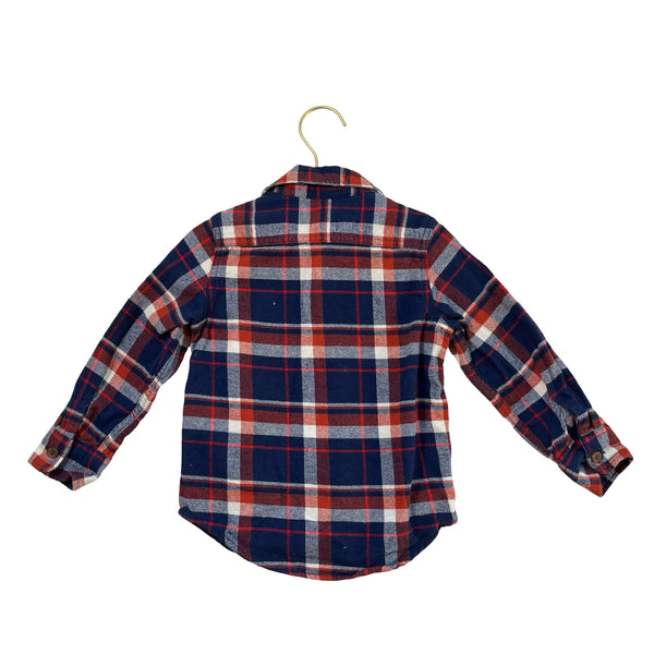 Baby Gap Navy, Ivory, Rust Plaid Flannel Button Down Shirt - Size 3