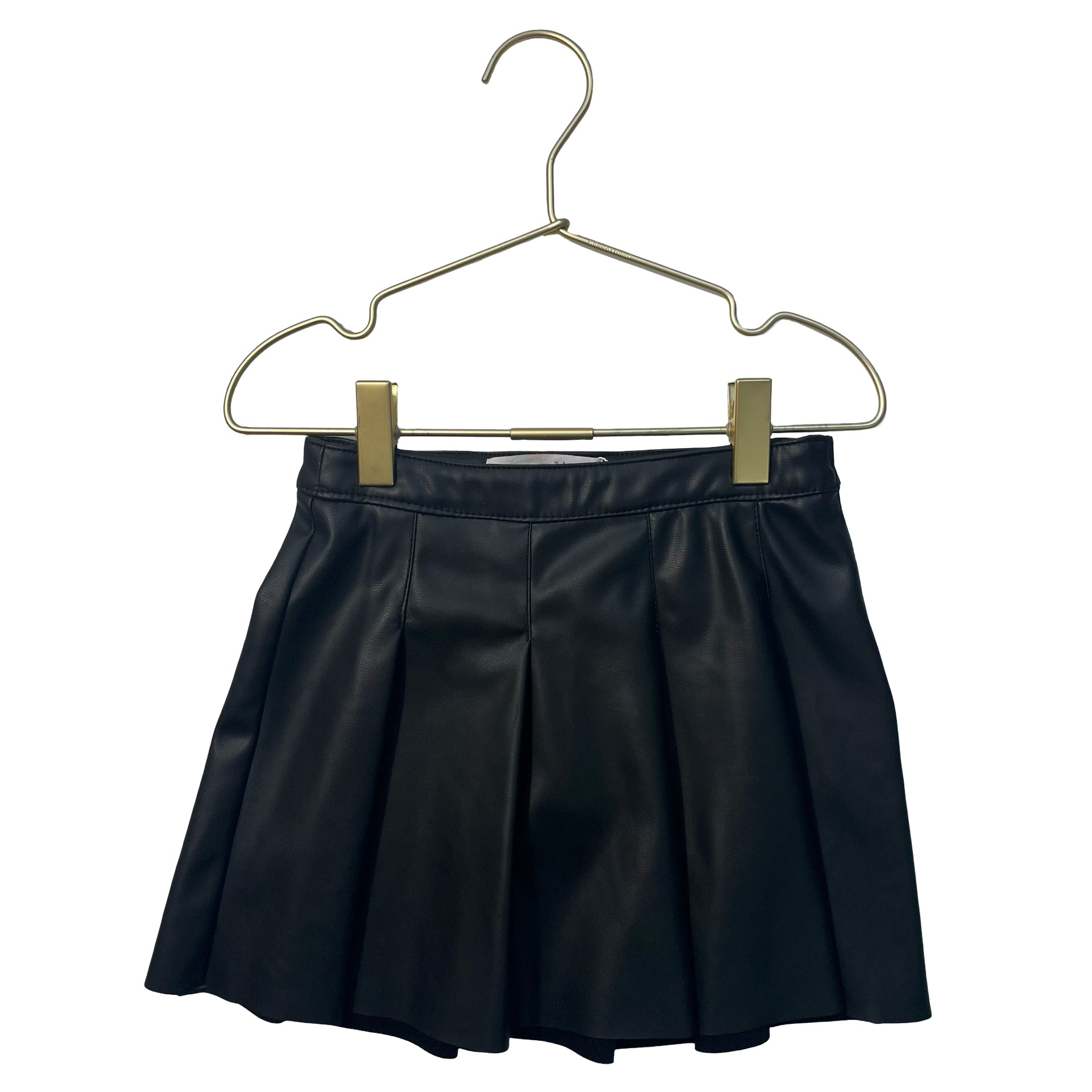 Zara Black Pleated Faux Leather Skirt - Size 3-4