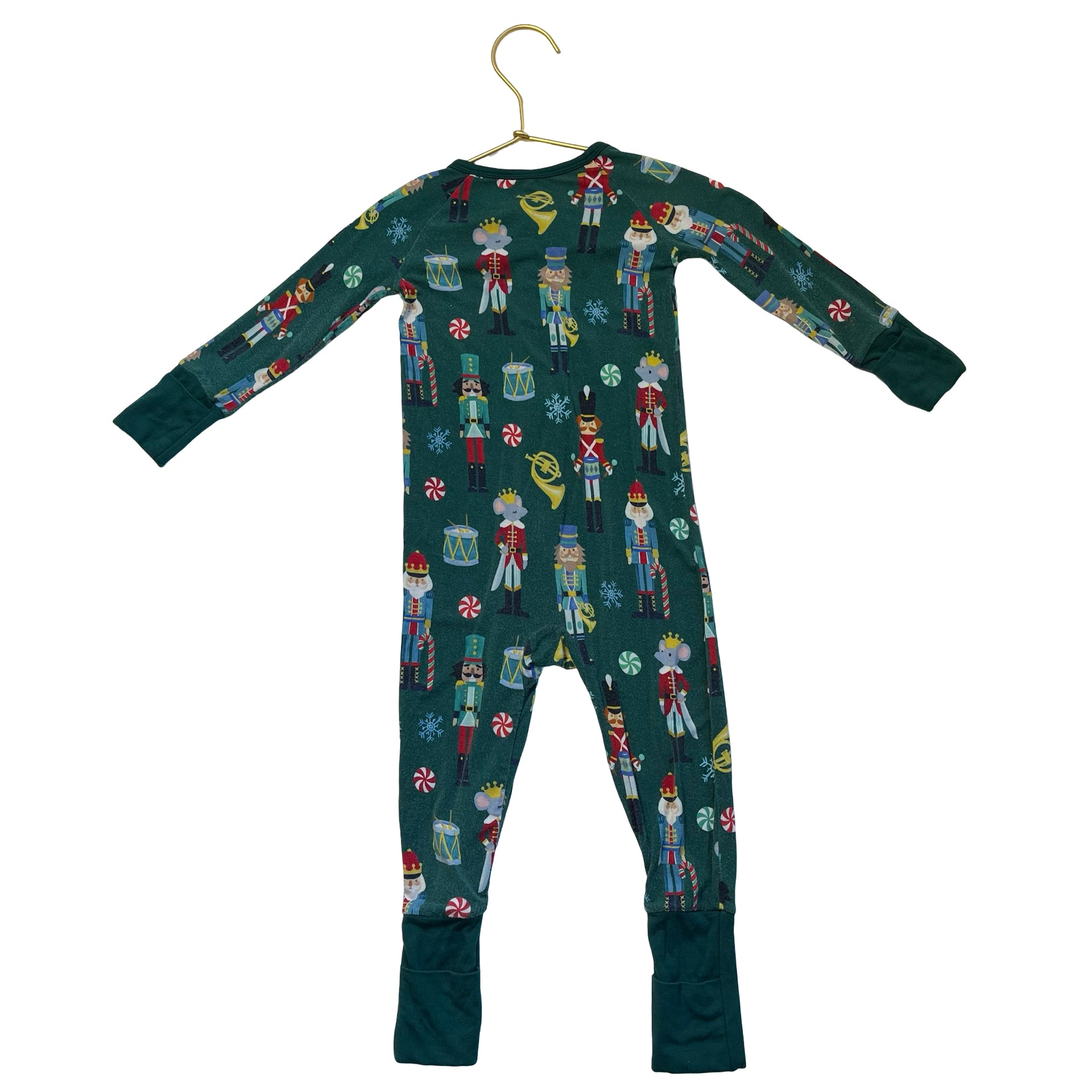 Little Sleepies Green Nutcracker Print One-Piece PJs - Size 6-12 Mo