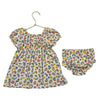 Hanna Andersson Ivory & Colorful Flower Print Dress & Bloomers - Size 12-18