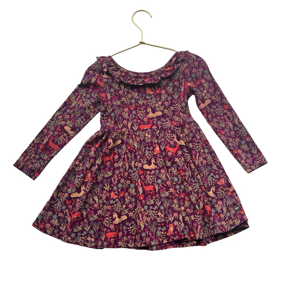 Tea Collection Purple Unicorn & Woodlands Print Dress - Size 3
