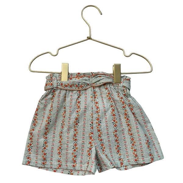 Dona Carmen Green Check & Orange Floral Shorts - Size 4A