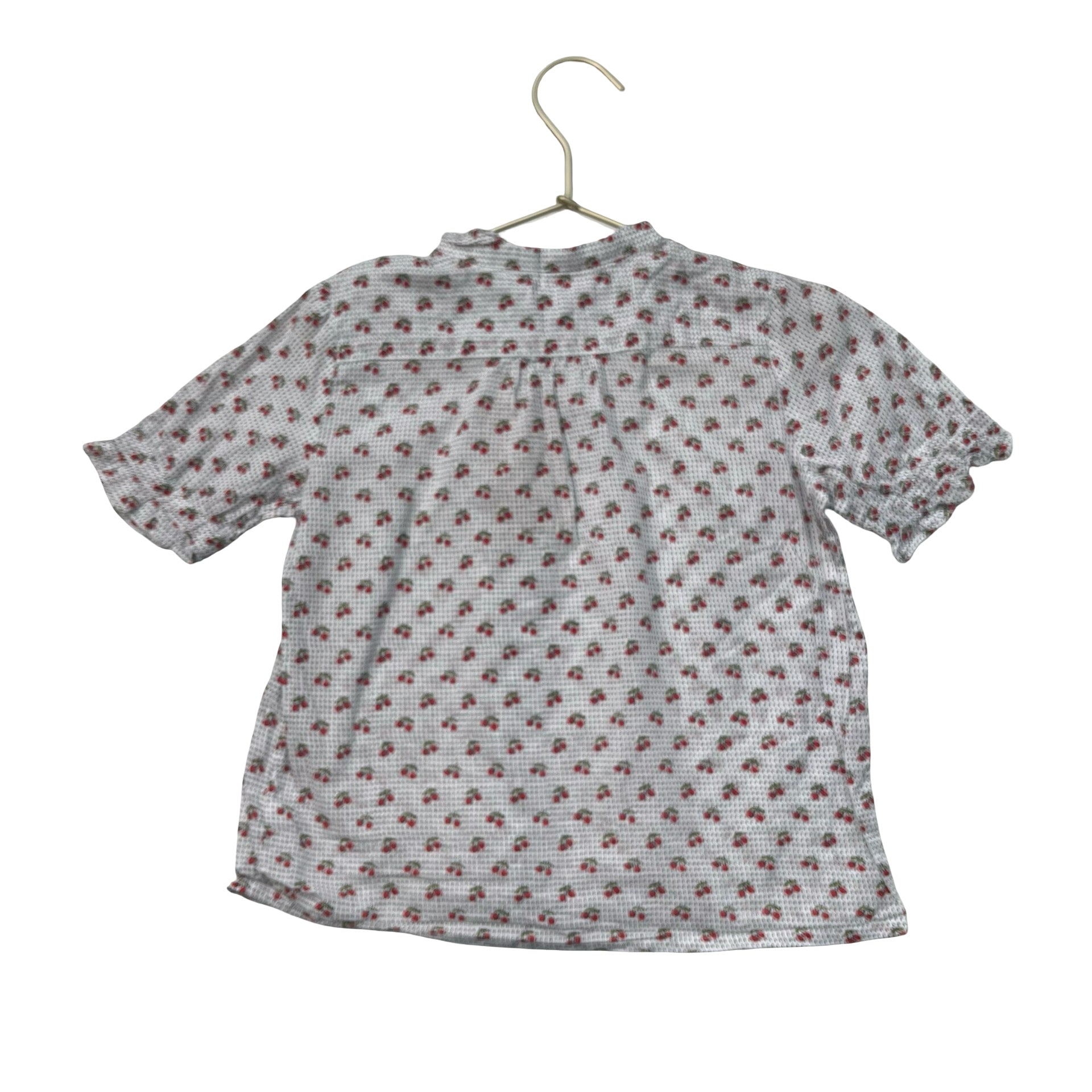 Bonpoint Ivory, Red & Black Cherry Dash Button Down Blouse - Size 6
