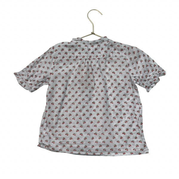 Bonpoint Ivory, Red & Black Cherry Dash Button Down Blouse - Size 6