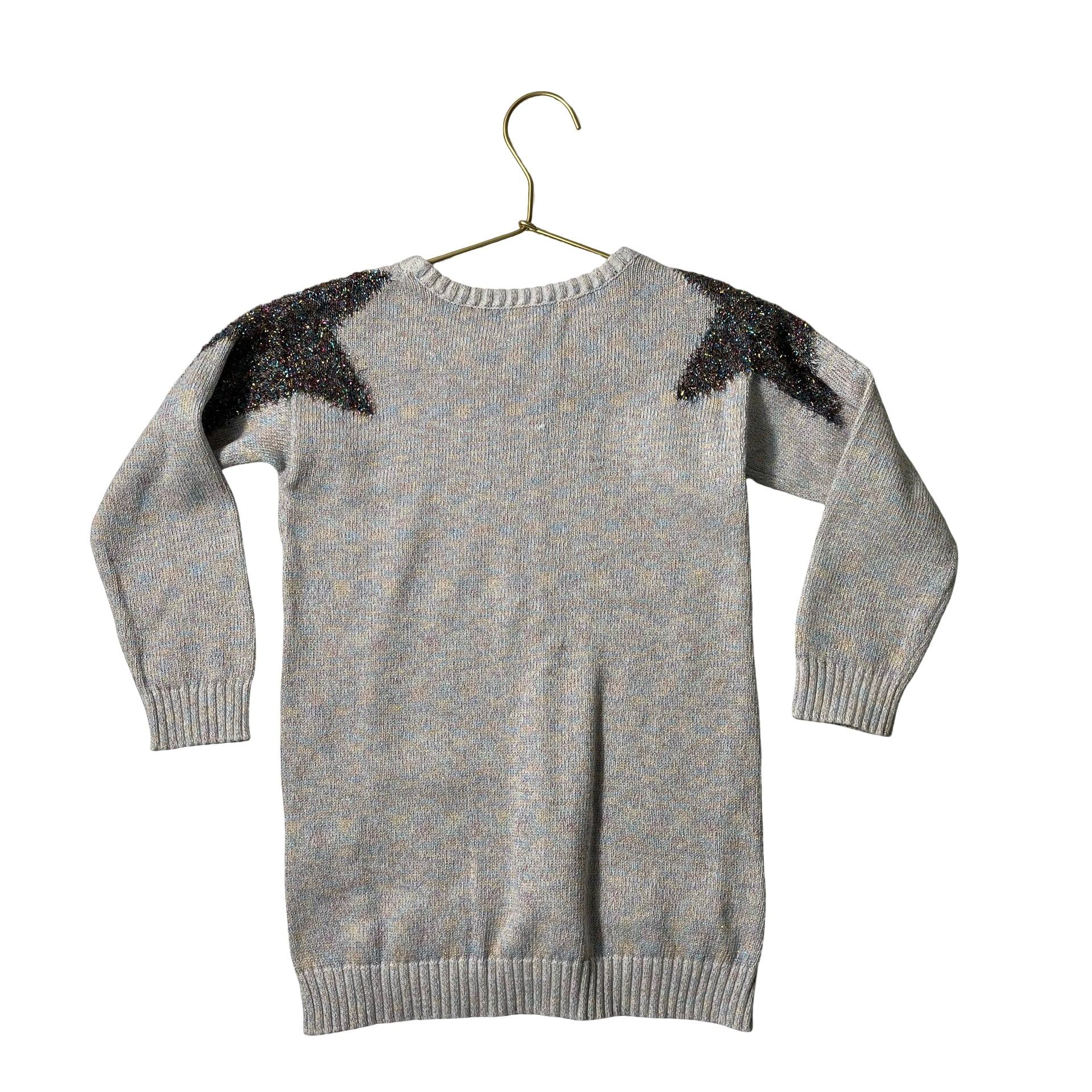 Andy & Evan Gray & Multi-Color Metallic Star Sweater Dress - Size 4T