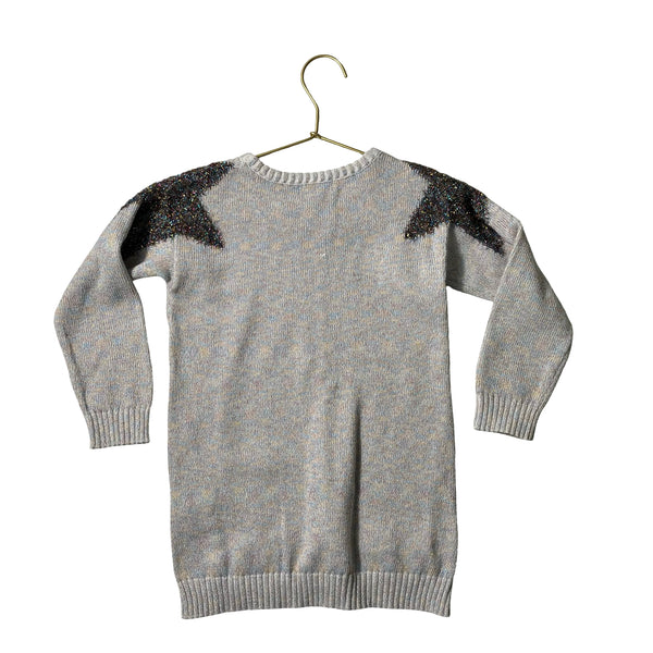 Andy & Evan Gray & Multi-Color Metallic Star Sweater Dress - Size 4T