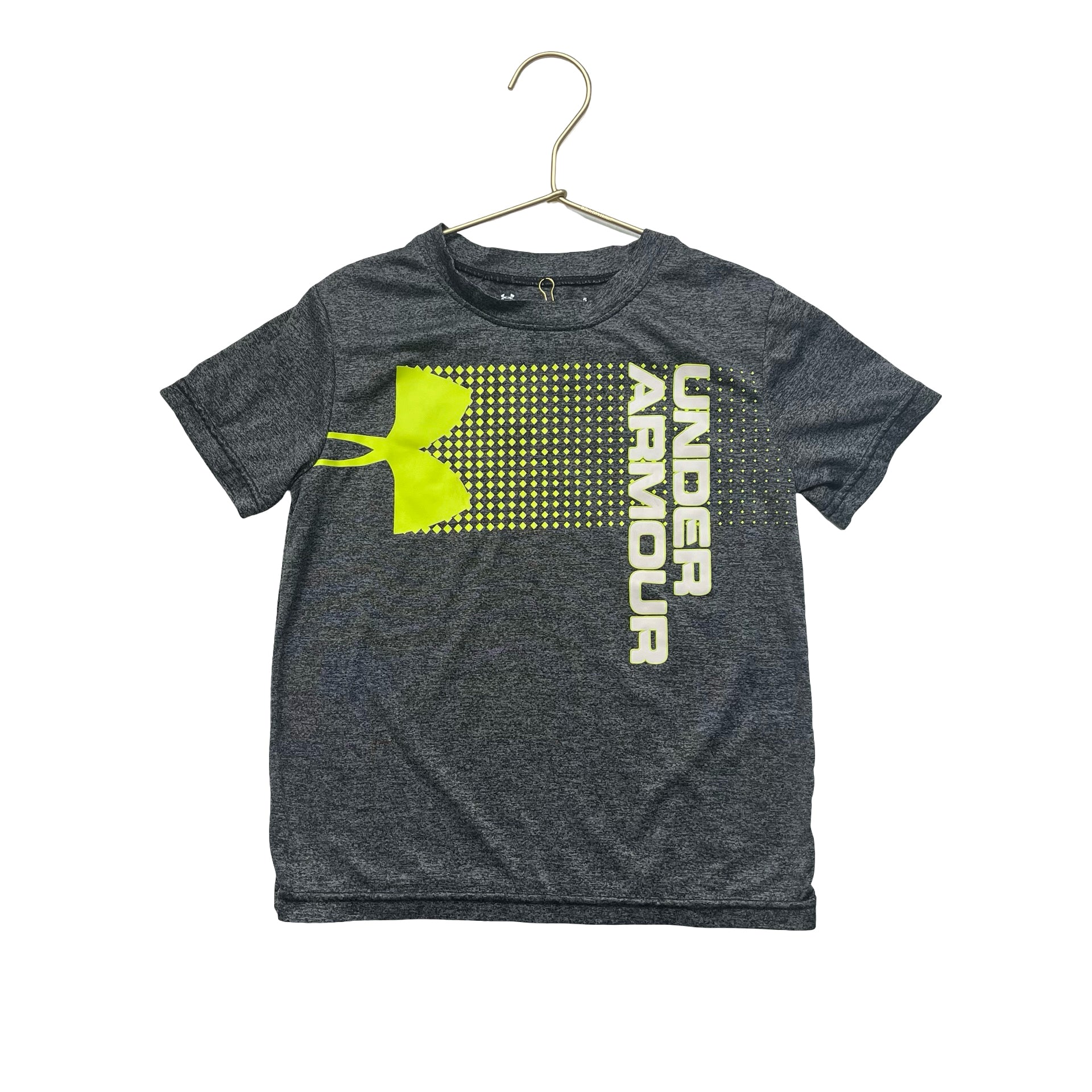 Under Armour Gray & Lime Green Logo Athletic T-Shirt - Size 5