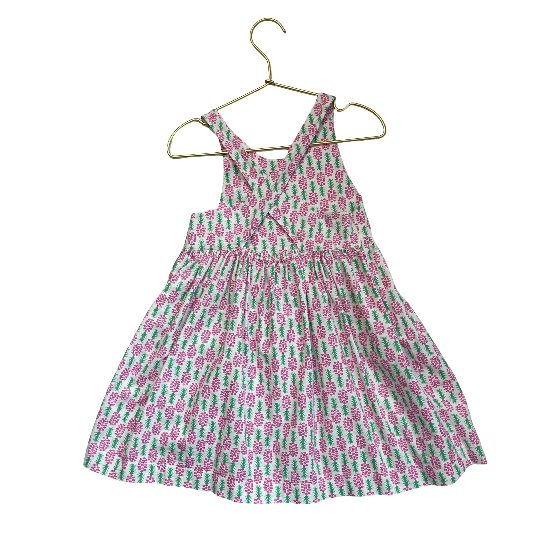 Smiling Button White, Pink, Green Pineapple Print Dress - Size 5