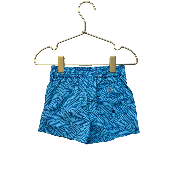 Jr. Swim Blue Geo Print Swim Shorts - Size 3T