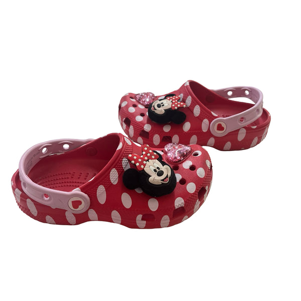 Crocs Red & White Minnie Mouse Crocs - Size 1Y