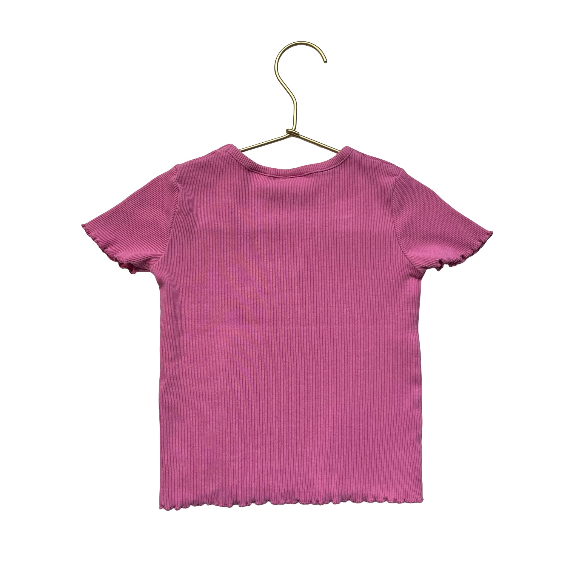 Zara Pink Ribbed Embroidered Daisy T-Shirt - Size 2-3