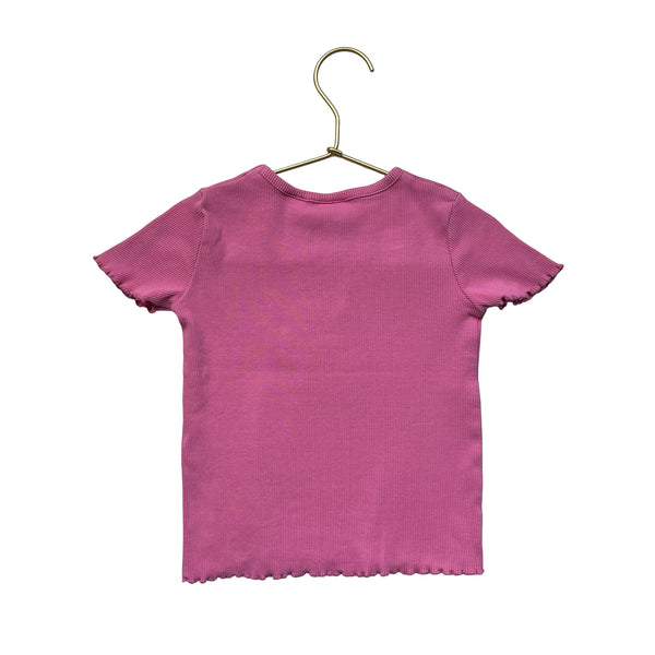 Zara Pink Ribbed Embroidered Daisy T-Shirt - Size 2-3