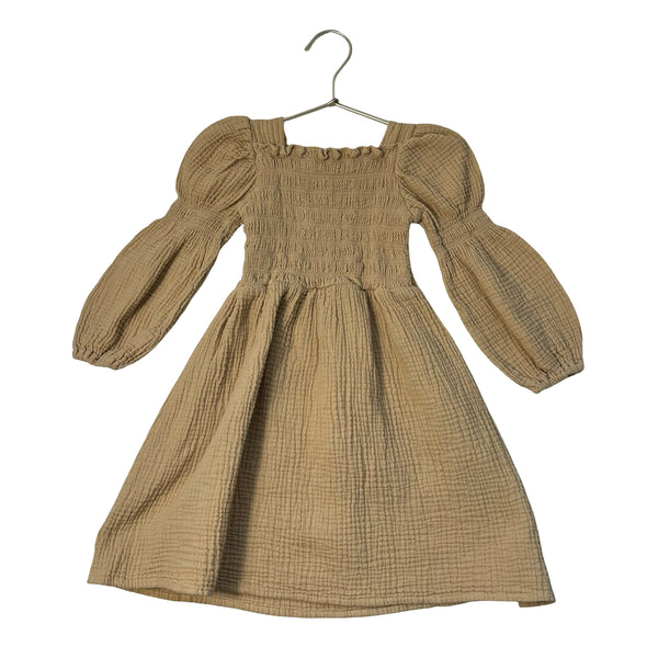 Monbebe Yellow Cotton Gauze Smocked Dress - Size M 2-3