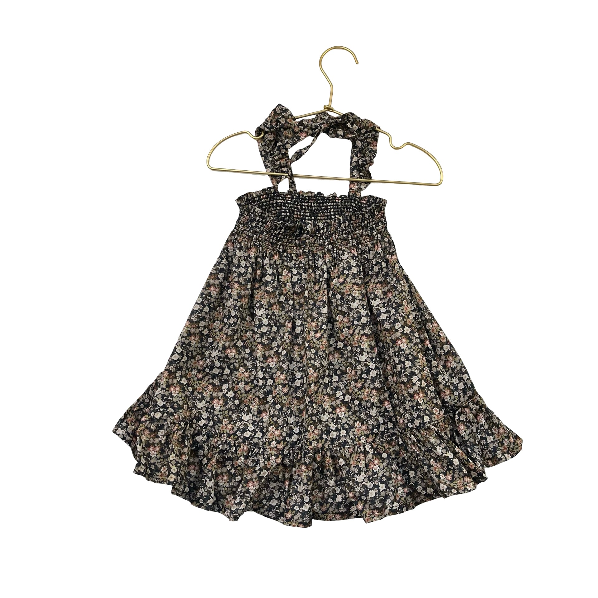 Jamie Kay Black & Neutral Floral Smocked Halter Dress - Size 1Y