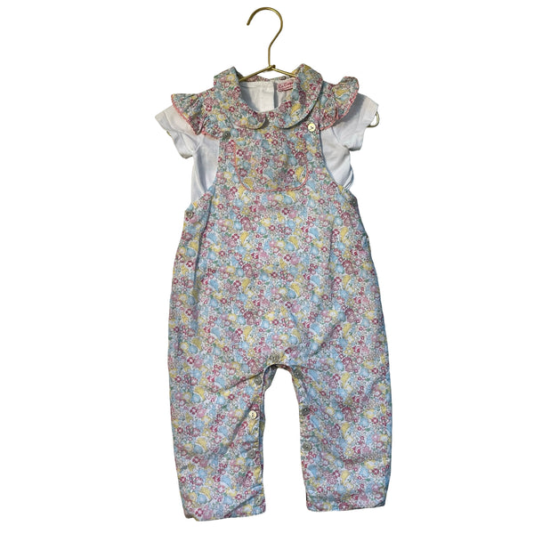 La Coqueta Pastel Floral & Bunny Print Overalls & Top Set - Size 2Y