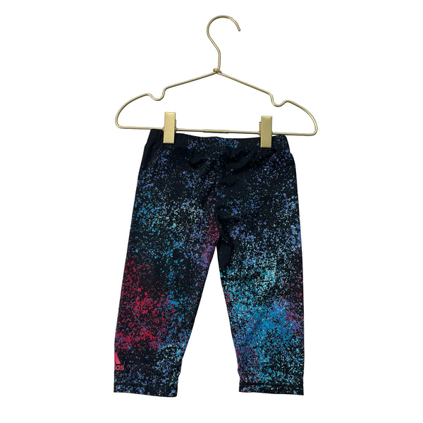 Adidas Black & Multi-Color Splash Print Athletic Cropped Leggings - Size 3