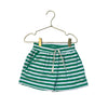 Minnow Green & White Striped Terry Shorts - Size 5-6
