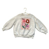 Zara Ivory & Pink Paris & Crochet Flower Sweatshirt - Size 6