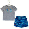 Under Armour Gray Logo T-Shirt & Blue Pattern Athletic Shorts Set - Size 3T