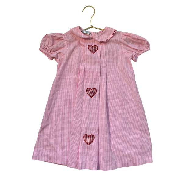 Southern Sunshine Pink Check Heart Dress - Size 4T