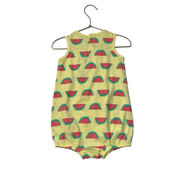 Primary Yellow Watermelon Print Romper - Size 12-18 Mo