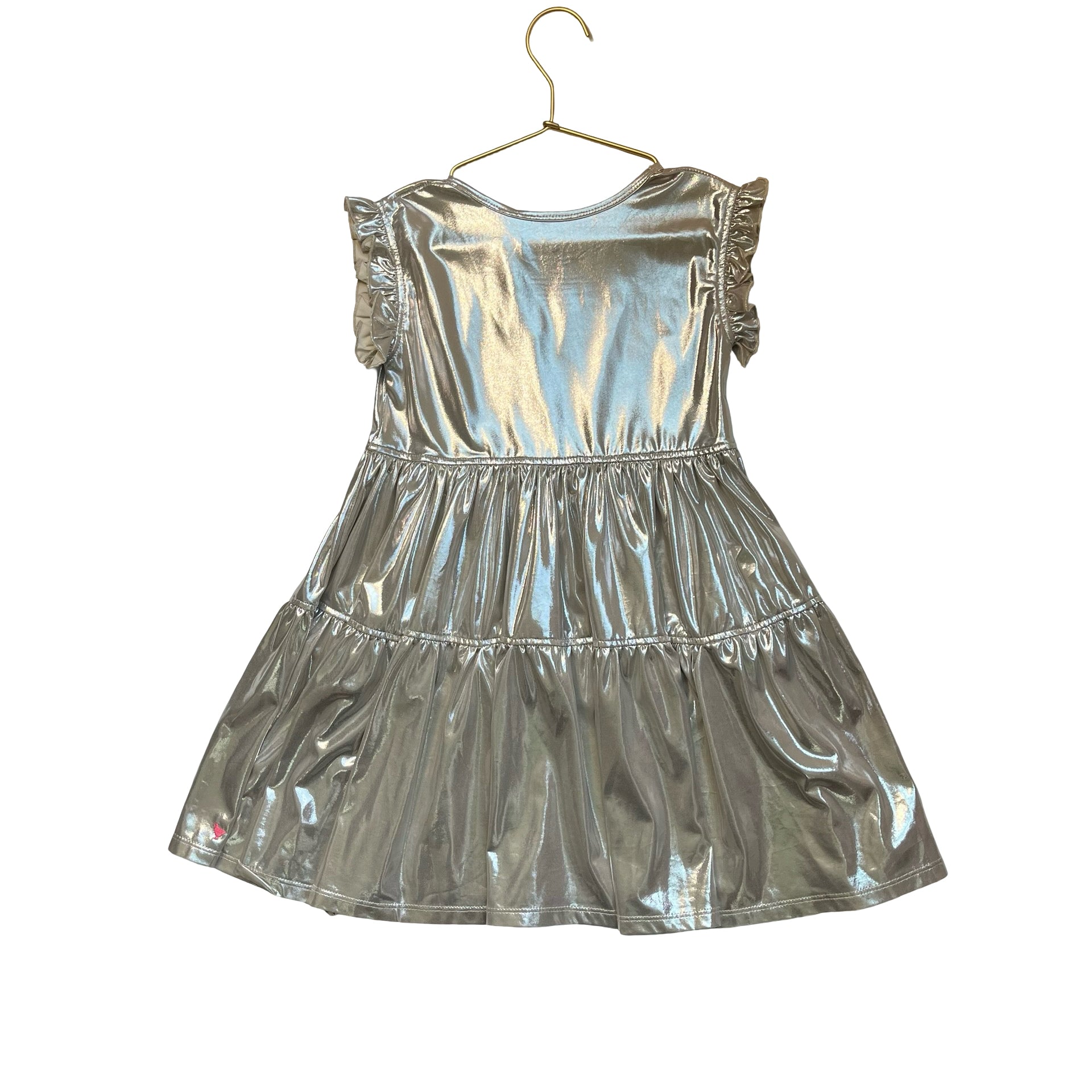 Pink Chicken Silver Metallic Dress - Size 6Y