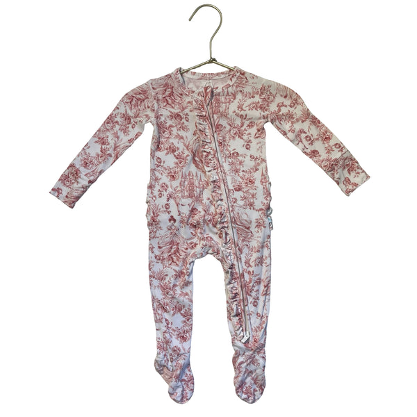Posh Peanut Pink Floral, Princess, Castle Print Footed PJs - Size 3-6 Mo