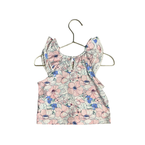 Janie and Jack Ivory, Pink, Blue Flower Print Dress - Size 2T