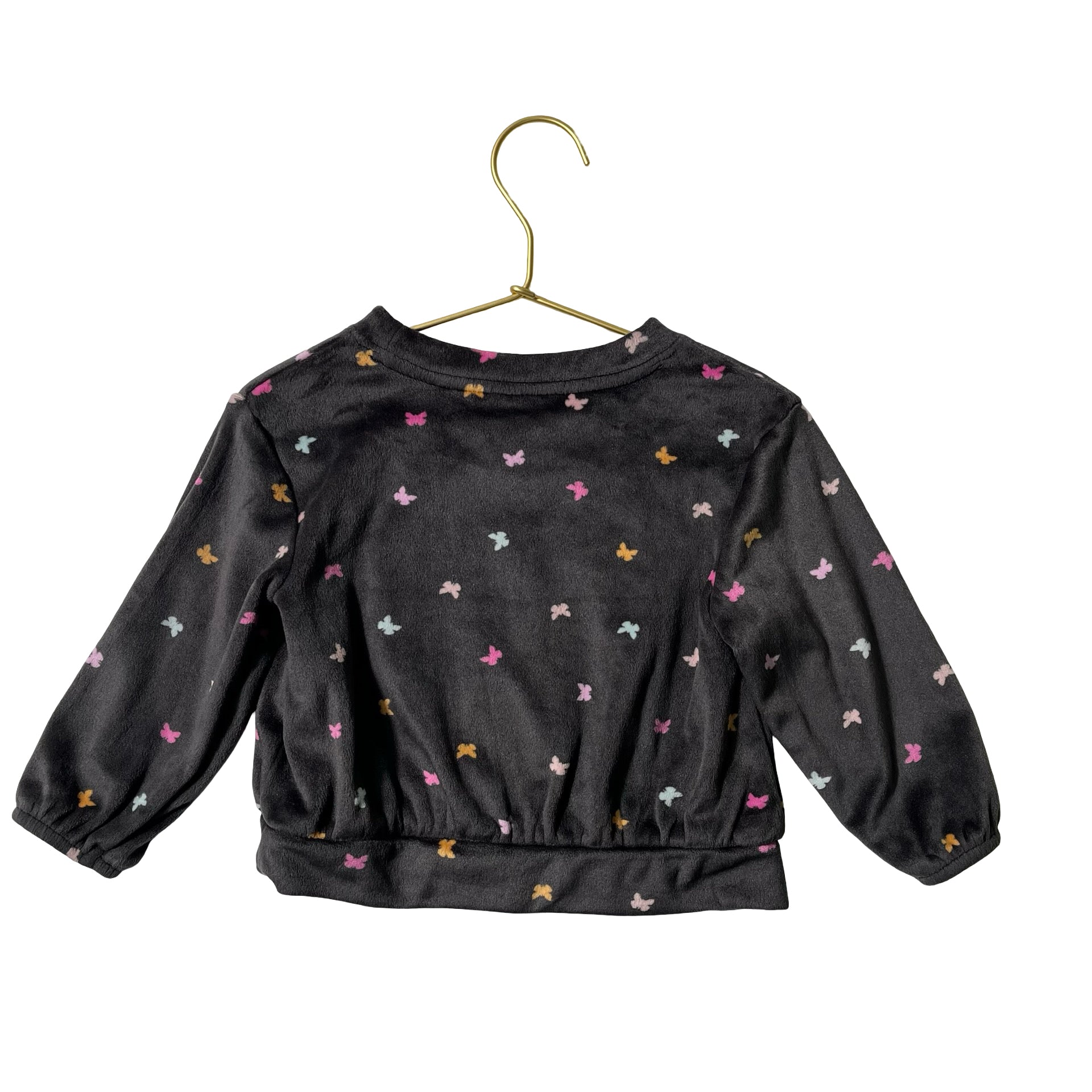 Cat & Jack Gray Butterfly Print Velour Sweatshirt - Size 18 Mo