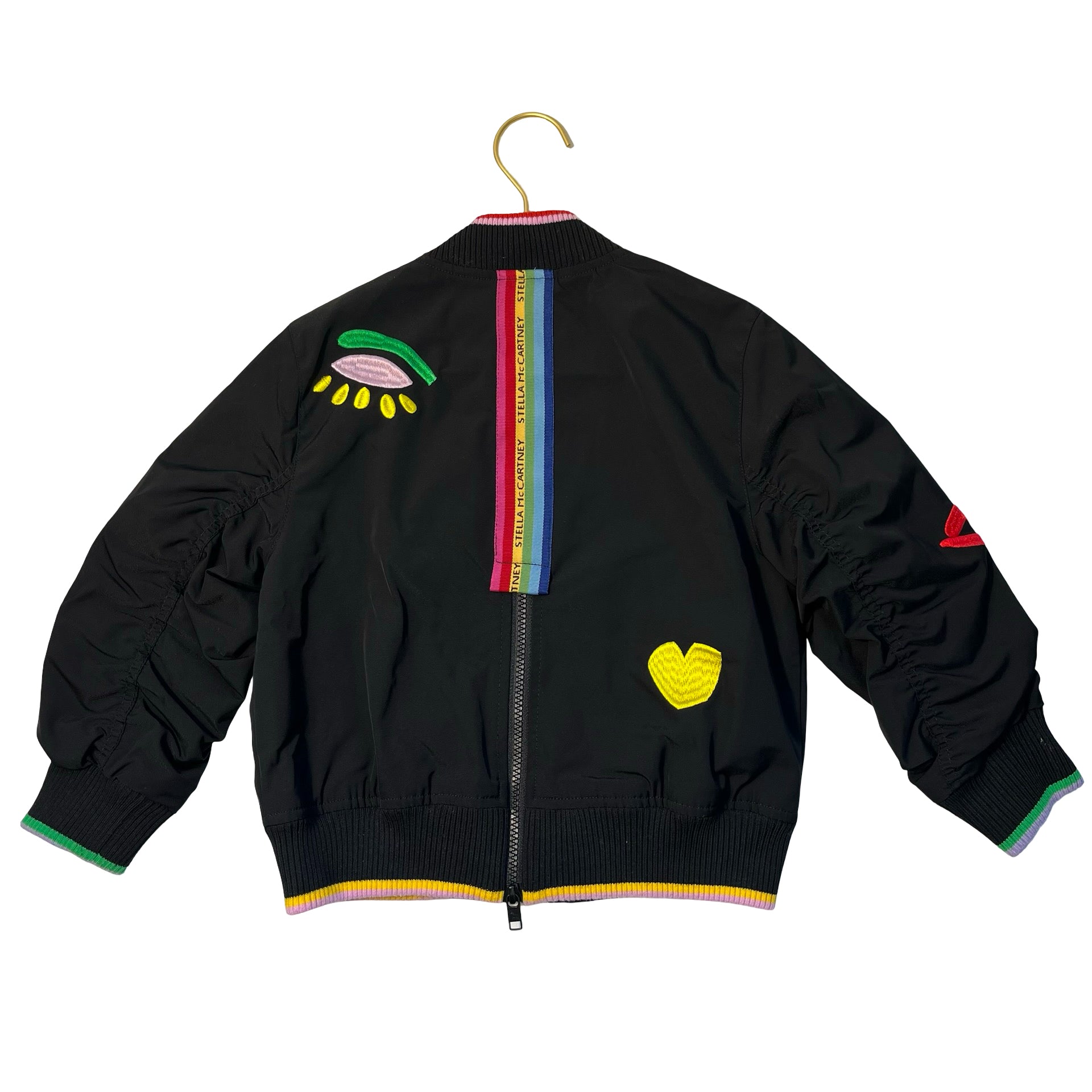Stella McCartney Kids Black Nylon Embroidered Rainbow Jacket - Size 5