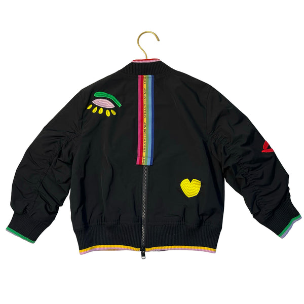 Stella McCartney Kids Black Nylon Embroidered Rainbow Jacket - Size 5