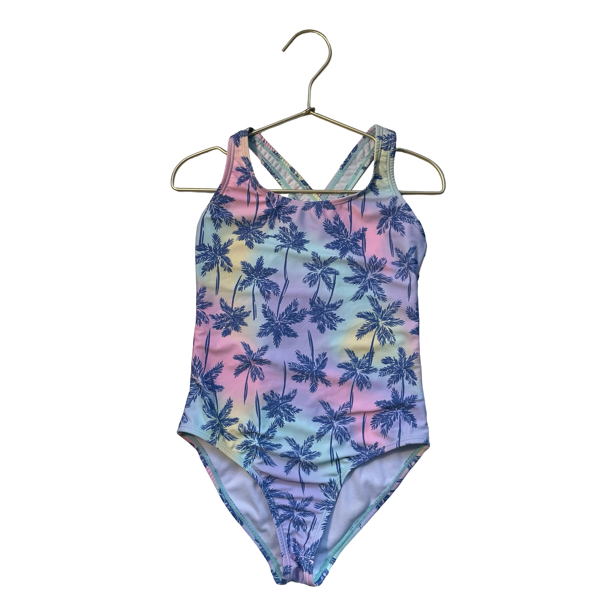 Lands' End Pastel Tie Dye Palm Tree Print Swim Suit - Size 7