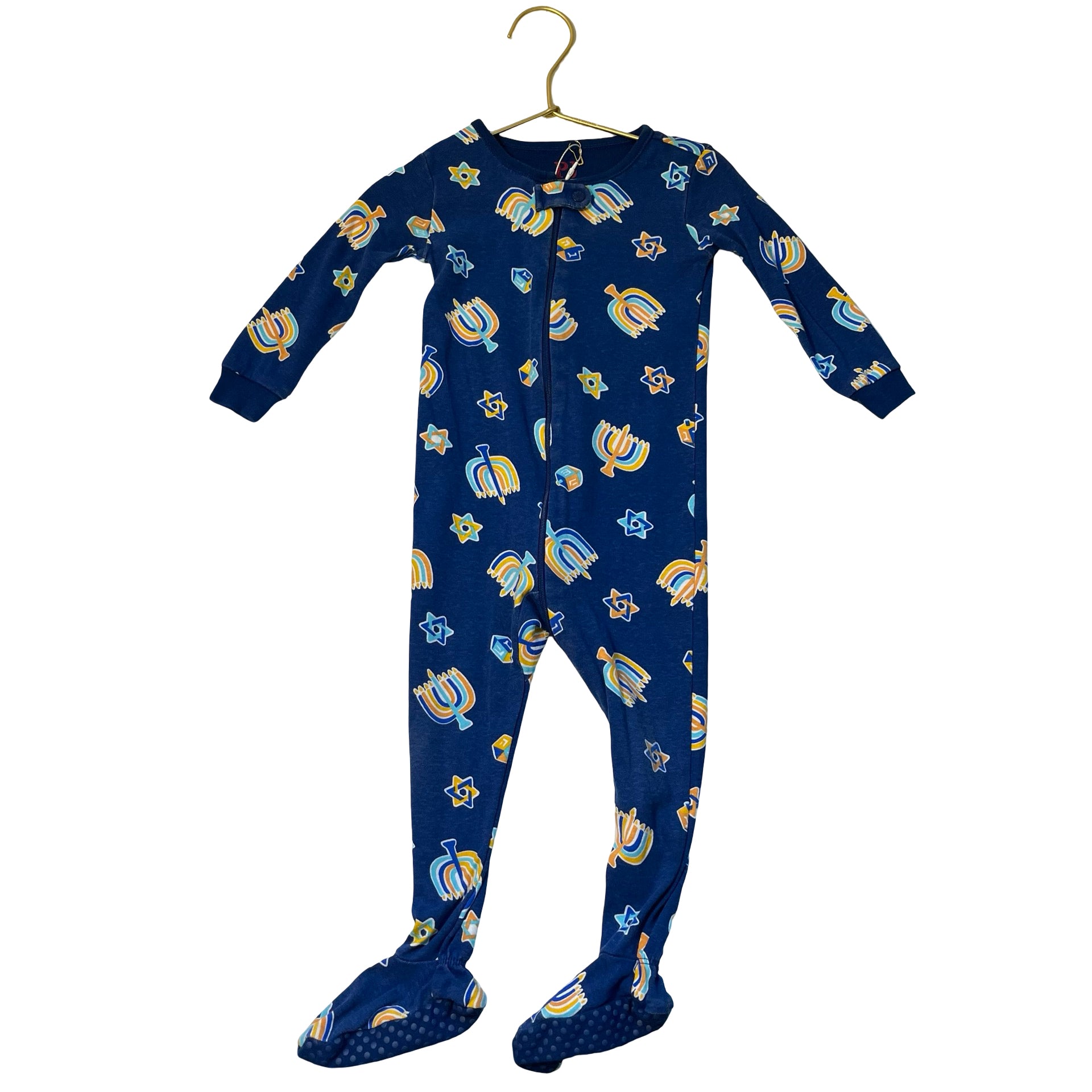 Children's Place Blue Hanukkah Print Footed PJs - Size 18-24 Mo
