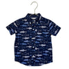 Janie and Jack Navy Shark Print Button Down Shirt - Size 2T
