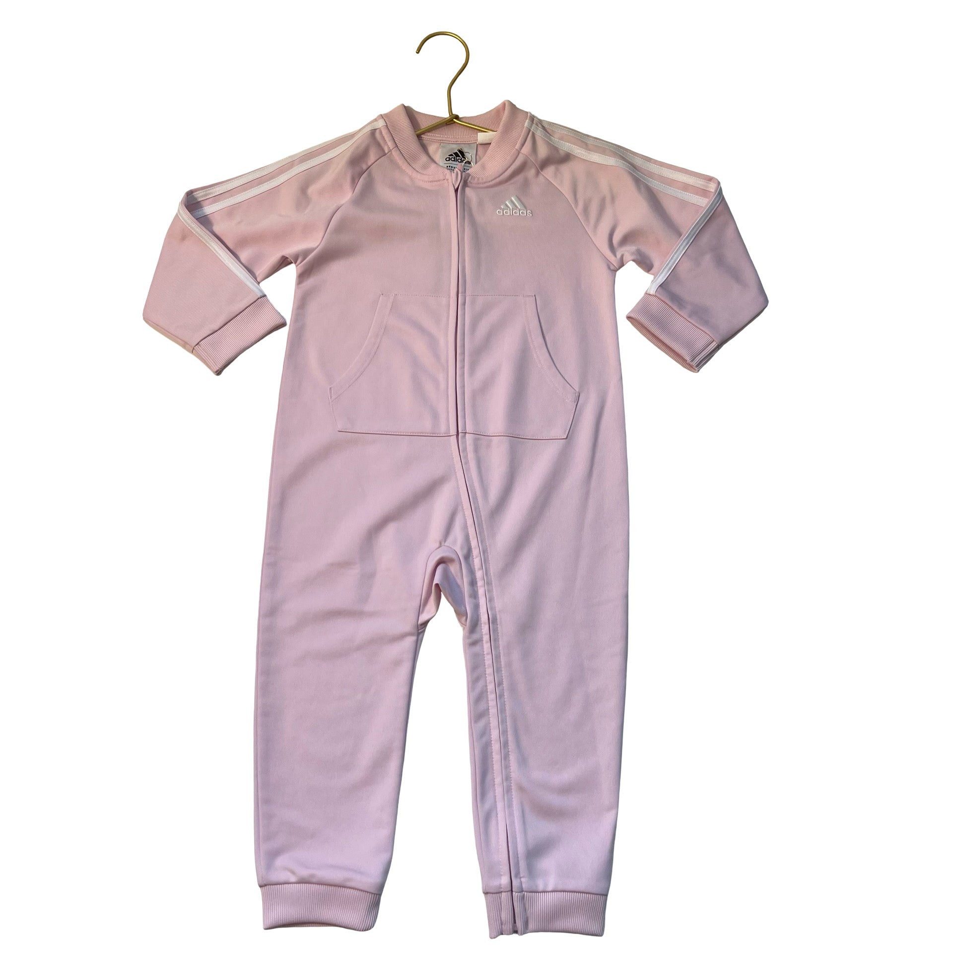 Adidas Light Pink & Ivory Stripe One Piece - Size 24 Months