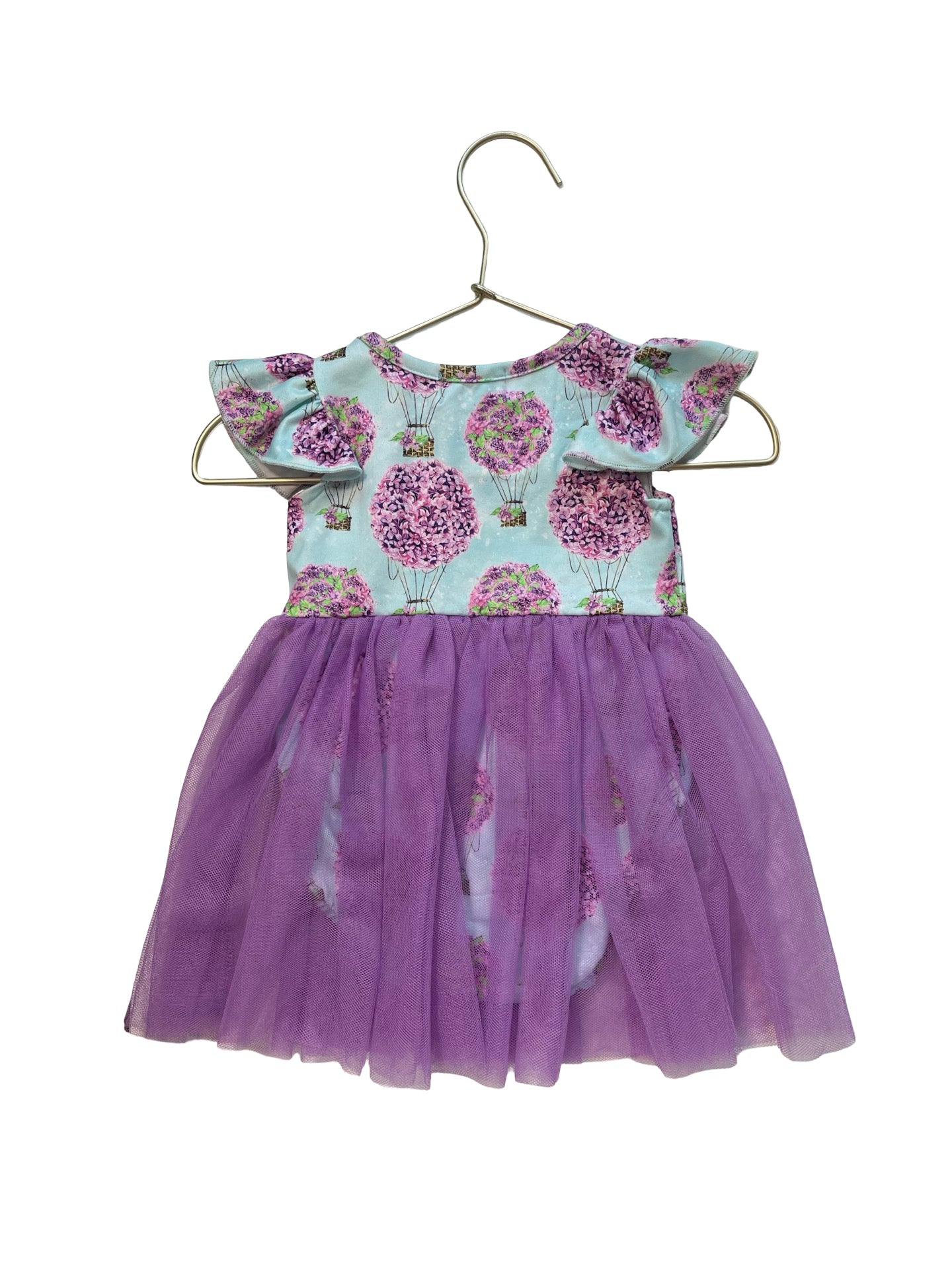 Pete + Lucy Hydrangea Hot Air Ballon Print & Tulle Bodysuit Dress w Tags - 3-6 M